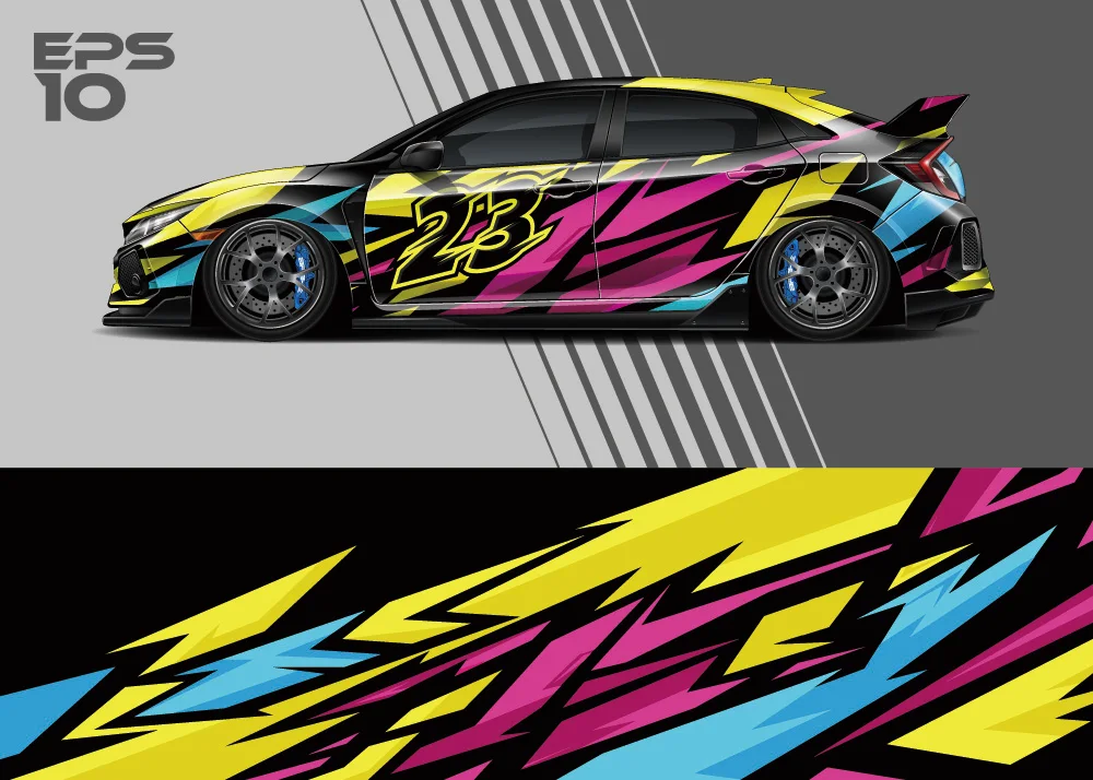 

Stripe Racing Car Graphic Decal Car Full Wrap Sticker Decorative Car Decal Full Body Vinyl Wrap Modern Design Vector Image