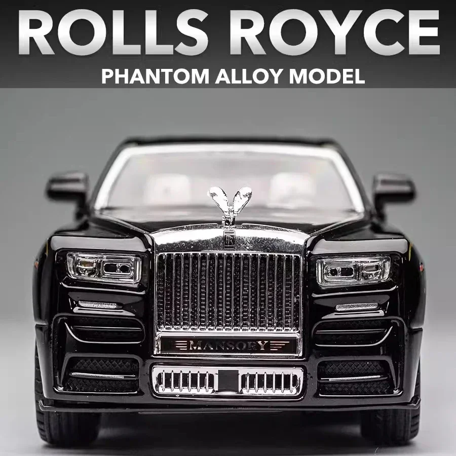 1:24 Rolls-Royce Phantom Zinc Alloy Diecast Toy Cars Model Simulated Pull Back Limousine Metal Toy Car for Kids Gifts Collection