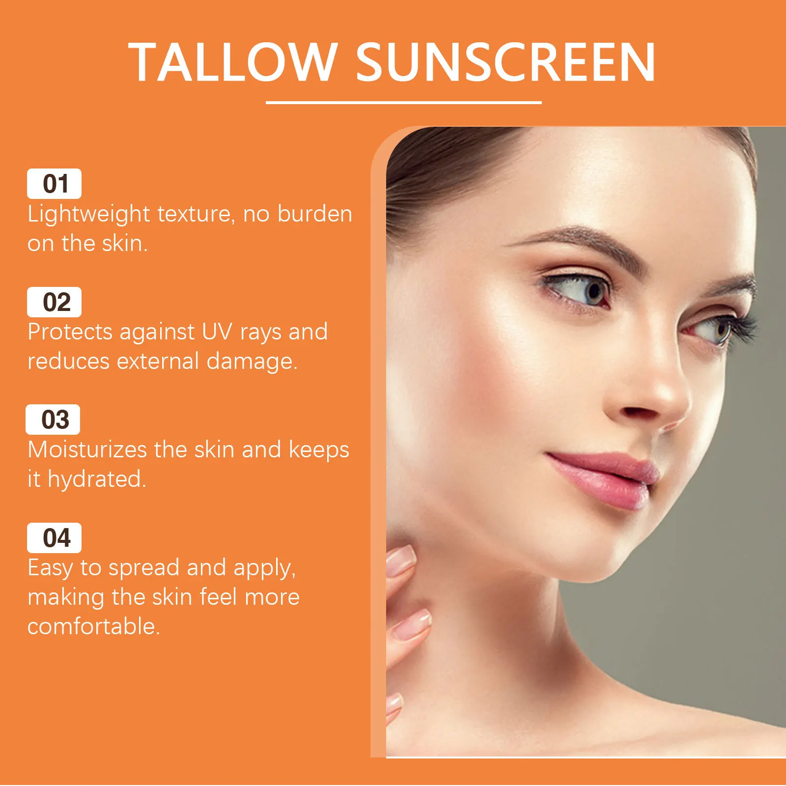 

Tallow Facial Sunscreen Preventing UVA/UVB Sunburn Nourish Moisturize Facial Protect Anti Oxidant Sunblock Cool Sunscreen Cream