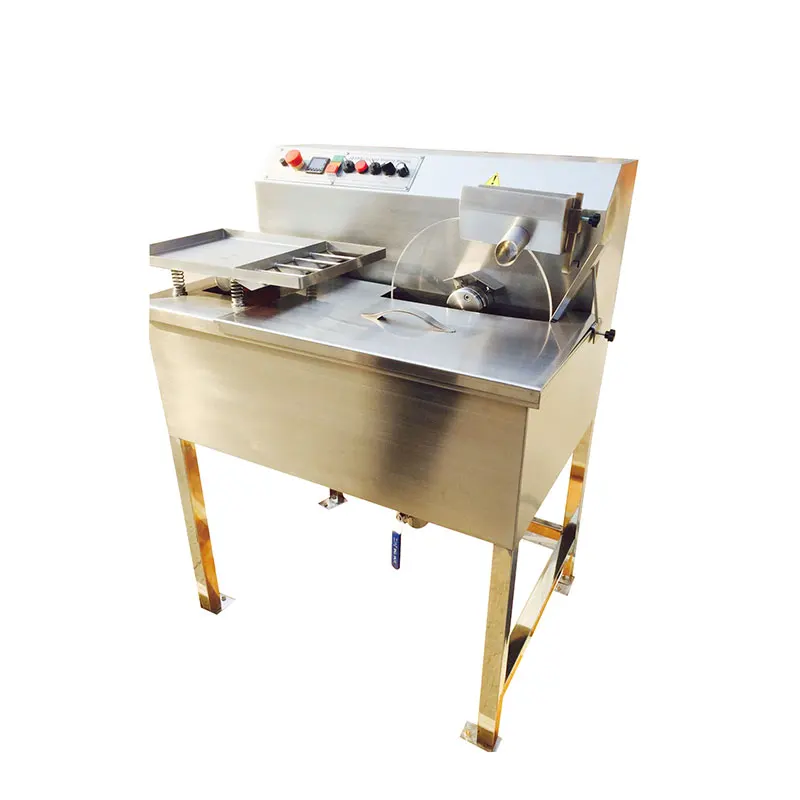 Macchina avvolgitrice compatta con tempera – Per barrette di wafer, morsi energetici e rivestimento di snack, 20-100 pezzi/min