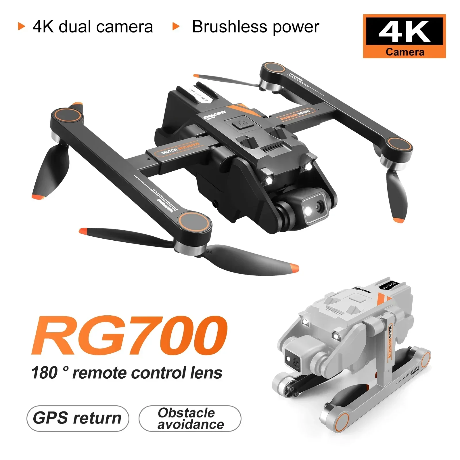 New RG700 PRO Drone 4K HD Dual Camera GPS Return Four Axis Drones Brushless Obstacle Avoidance Optical Flow Positioning Dron