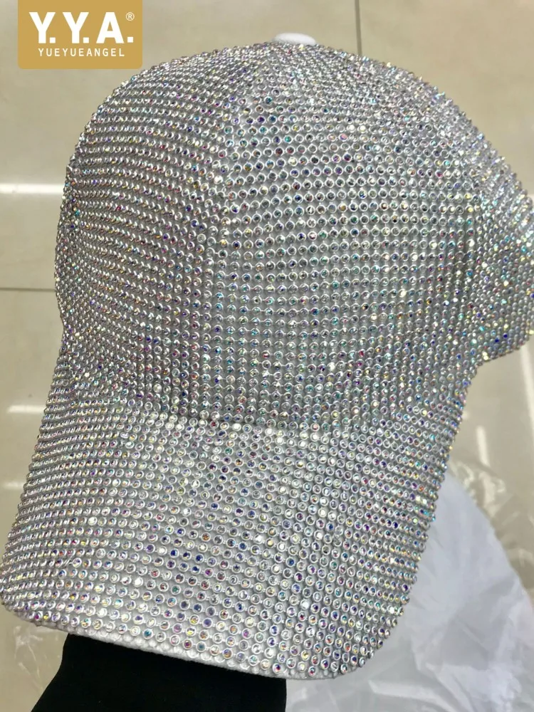 أزياء المرأة لامعة الماس رصع قبعة بيسبول الهيب هوب الإناث عرض مسرحي بلغت ذروتها قبعة عارضة الشارع الشهير إكسسوارات السفر القبعات #1