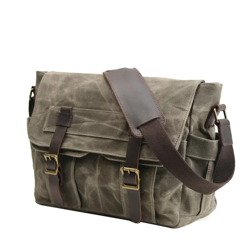 Classic Vintage Motorcycle Side Bag Men Canvas Leather Saddle Bag Off-road Moto Shoulder Messenger Laptop Backpack sacoche moto