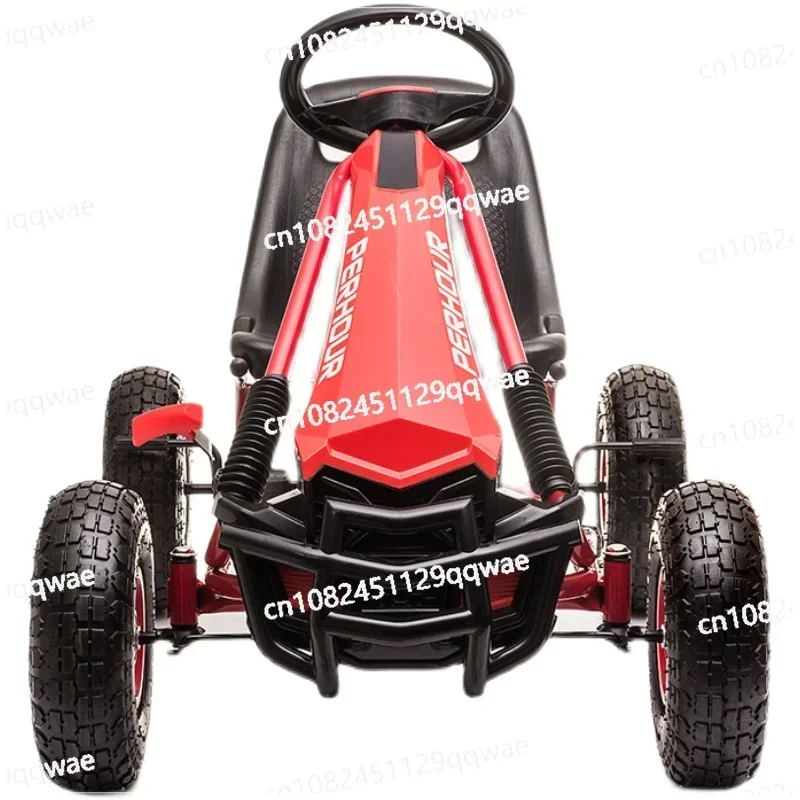 Pedal Powered Go Cart with Steering Wheel and Adjustable Seat, Outdoor Off-Road Ride on Car for 3-9 Ages Boys and Girls