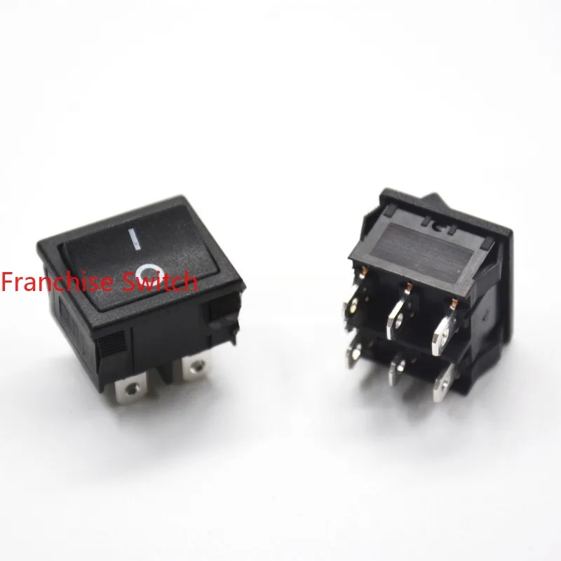 10PCS Power switch, rocker  black square boat  double knife  throw two gears RL3-222-BB