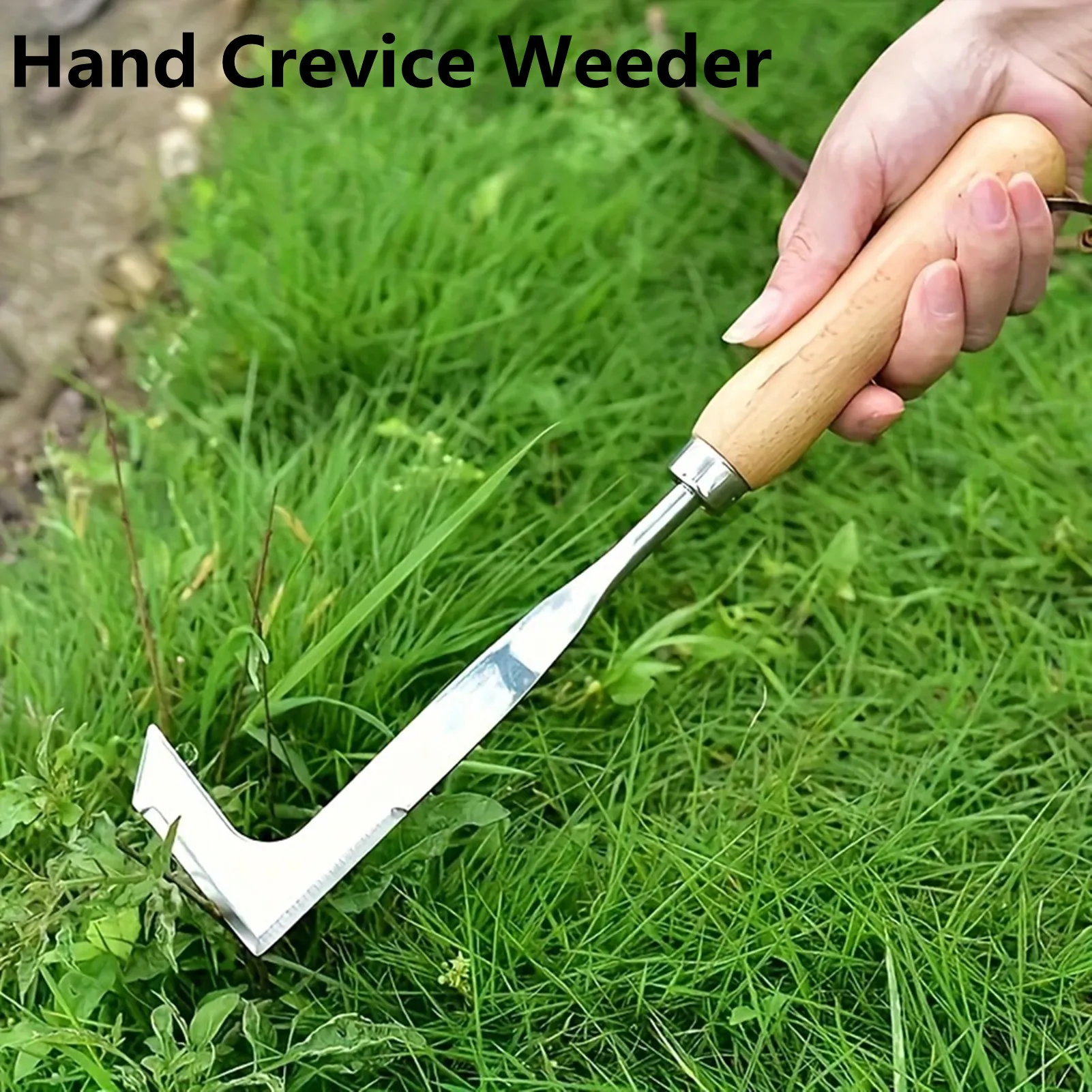 L-Shaped Crack Weeder Crevice Weeding Tool Portable Outdoor Weeder Stainless Steel Manual Weeder Handle Lawn Yard Gardening Tool