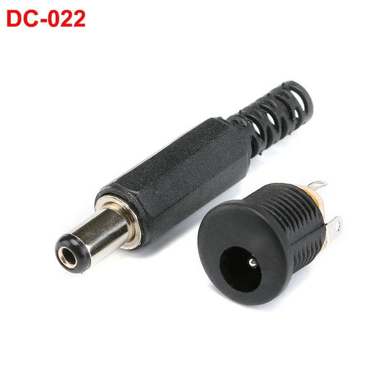 10PCS DC Power Connector DC-022 5.5x2.1/2.5mm Plastic Male Plugs + Female Socket Panel Mount Jack 5.5*2.1/2.5mm Electrical Suppl