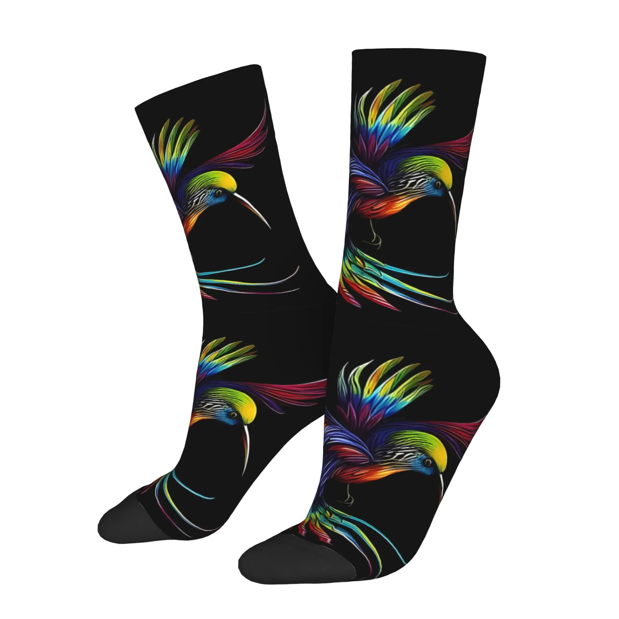 1pc Paradise Bird Printed Men's Socks  Novelty Hip Hop Harajuku Pattern Crew Sock Casual Gift