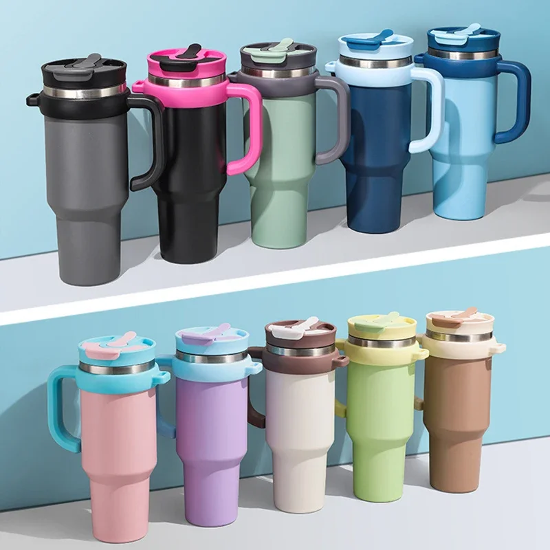 Large-Capacity 304 Stainless Steel Vacuum Flask with Handle Dual-Drink Coffee Mug Hot And Cold Retention Insulated Ice Cup JJ87