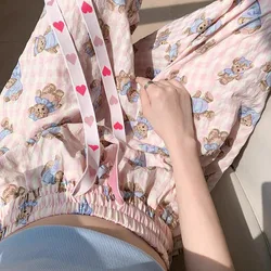 Woven Gauze Pajama Pants Women's Summer Loose Slim High-Waisted Casual Home Pants Summer Mosquito Pants Net Red Walking Pants