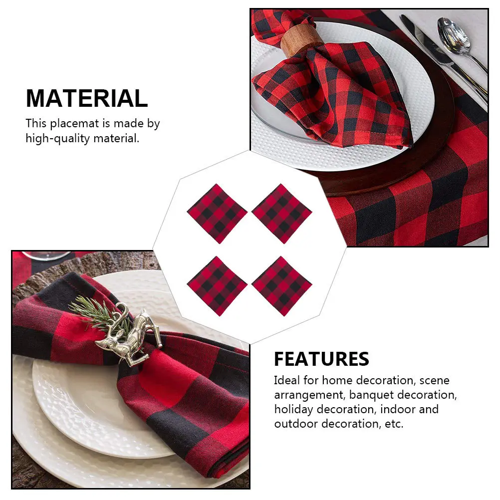 

4pcs Placemat Mat For Napkin Cloth Home Holiday Table Decor Party Home Placemat Dining Room Decoration Napkin Cloth