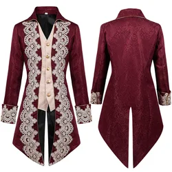 Movie Men's Steampunk Pirate Jacket Gothic Prince Victorian Cosplay Costume Frock Coat Red Green Purple Black Tailcoat Jacket