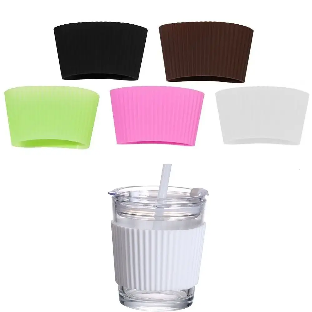 Vertical Stripes Silicone Cup Sleeve Household Non-slip Heat Insulation Mug Sleeve Thickened Anti -scald Cup Cover Glass