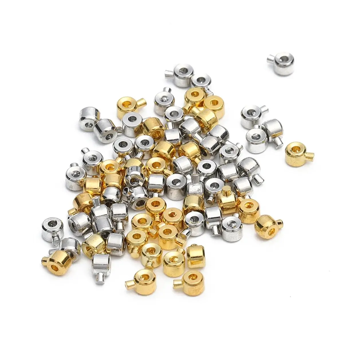 10Pcs Stainless Steel Stopper Spacers Positioning Crimp End Septum Clip Clasp for Jewelry Making DIY Necklace Bracelet Connector