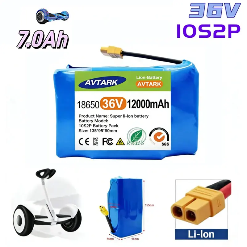 

36V 10s2p 7.0Ah/4.4Ah rechargeable battery suitable for electric self balancing scooters, air cushion unicycles, excellent batte