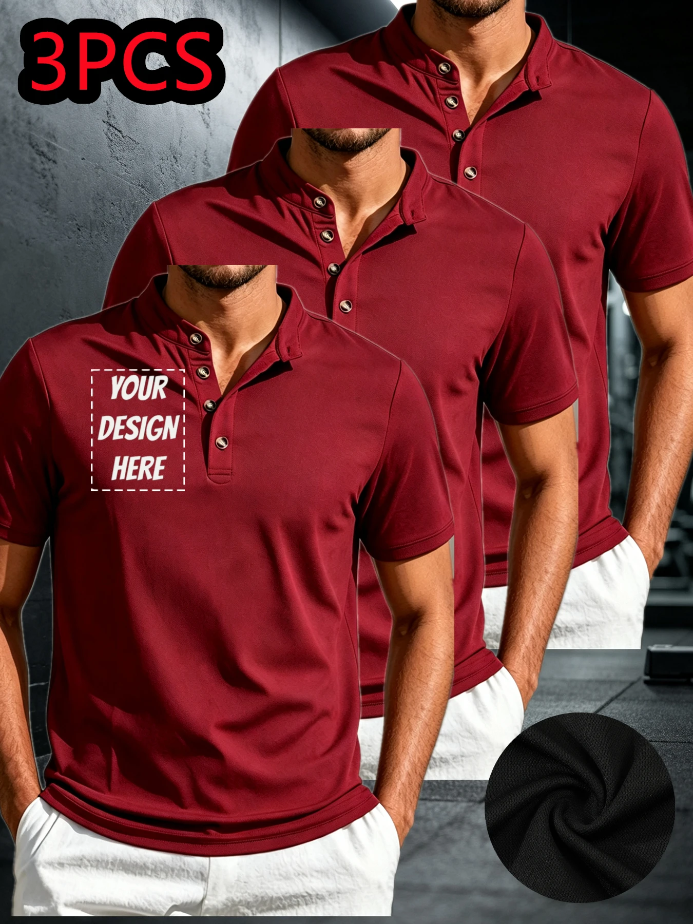 Customized 3-piece set of high-quality men's clothing. Customizable men's polo shirts, customizable on the right chest. Customiz