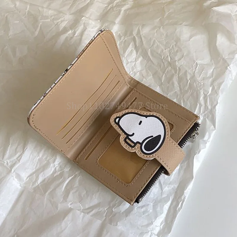 Snoopy Brieftasche Männer Frauen Doppel Falten geldbörse Cartoon Anime geldbeutel Multi Card Slot ID Halter Lagerung Koreanische Kurze Karte Set