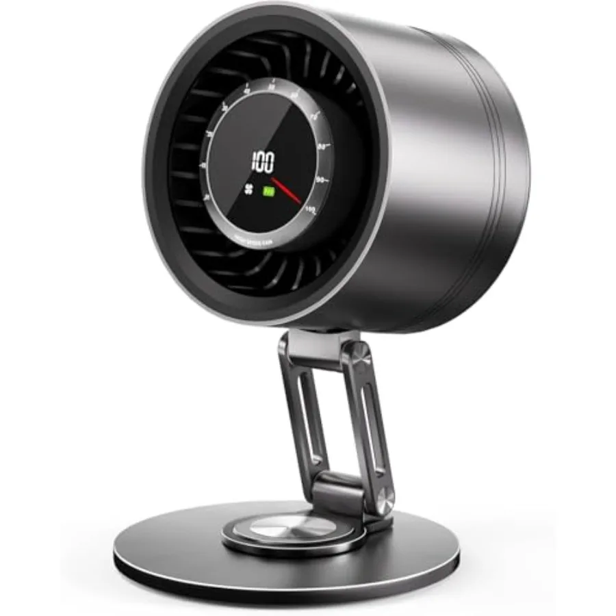 

Titanium Alloy USB Desk Fan for Home Office Outdoor Use, Silver, Foldable 3D Airflow with 23dB Quiet BLDC Motor 10 Speeds LED D