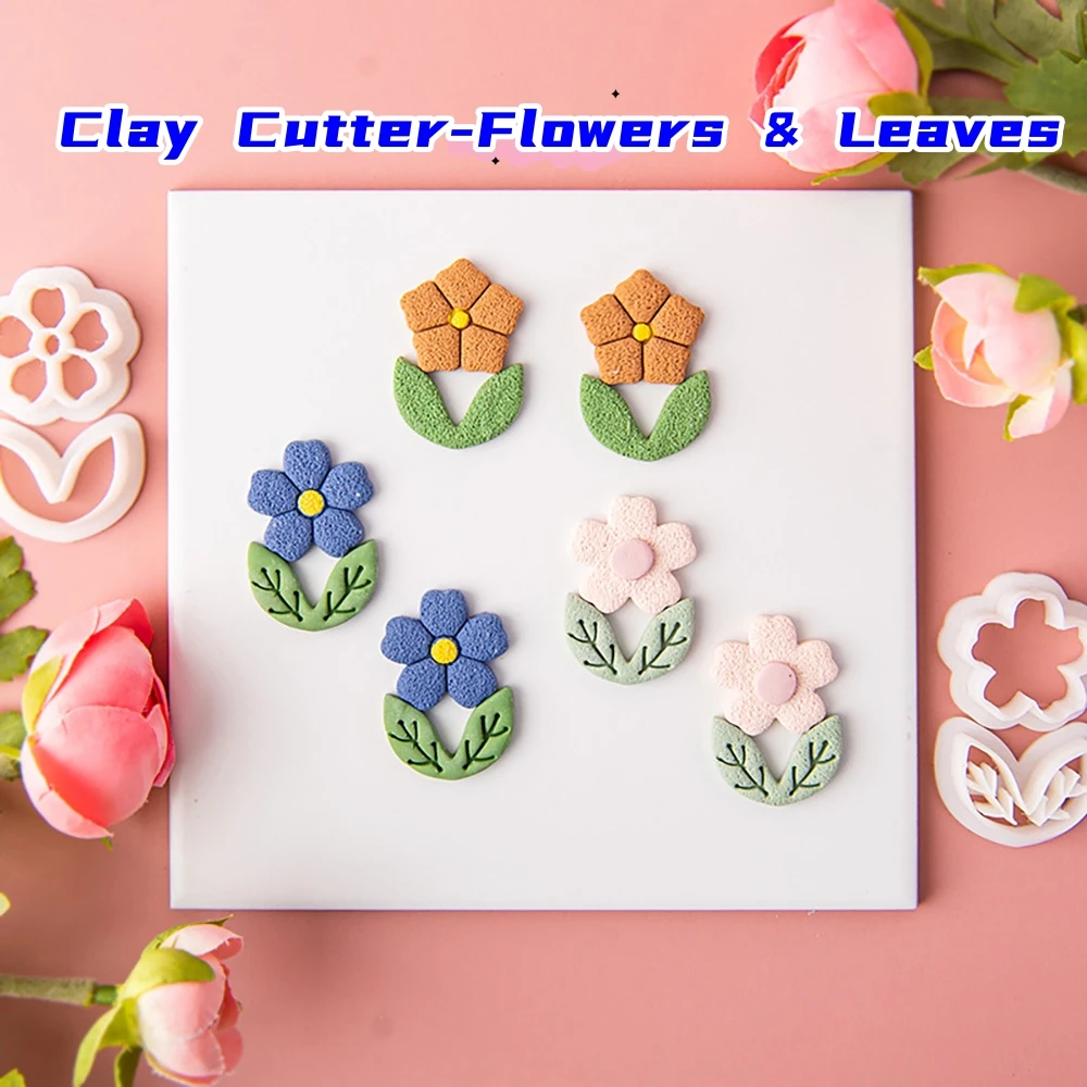 New Spring Flower Polymer Clay Cutters Emboosing Floral Shaped Dangle Clay DIY Earring Jewelry Pendant Making Pottery Clay Tools