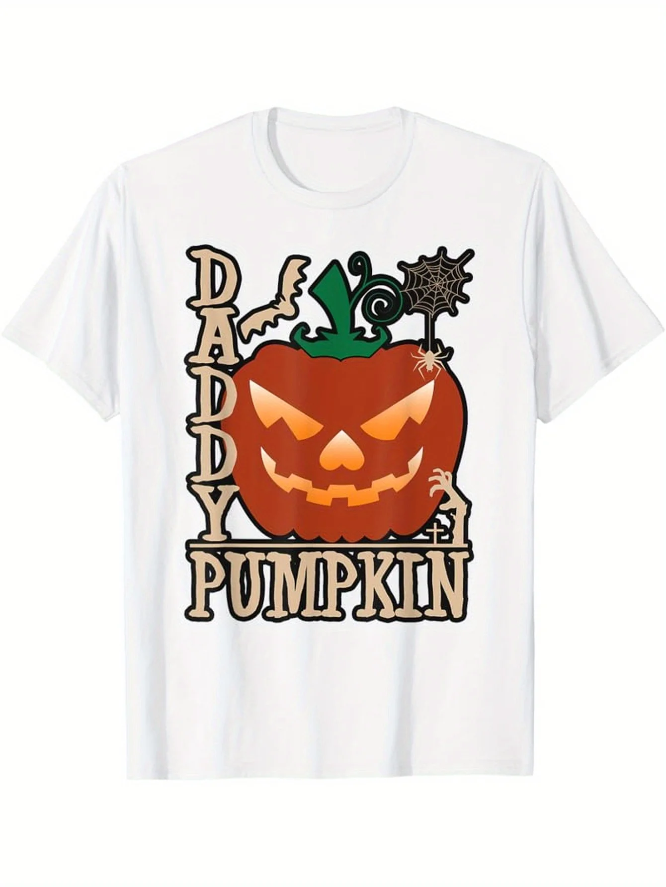 

Мужская футболка на Хэллоуин-папа тыква Джек оранжевый тыква топ из чистого хлопка с круглым вырезом для Хэллоуина костюм праздничный наряд