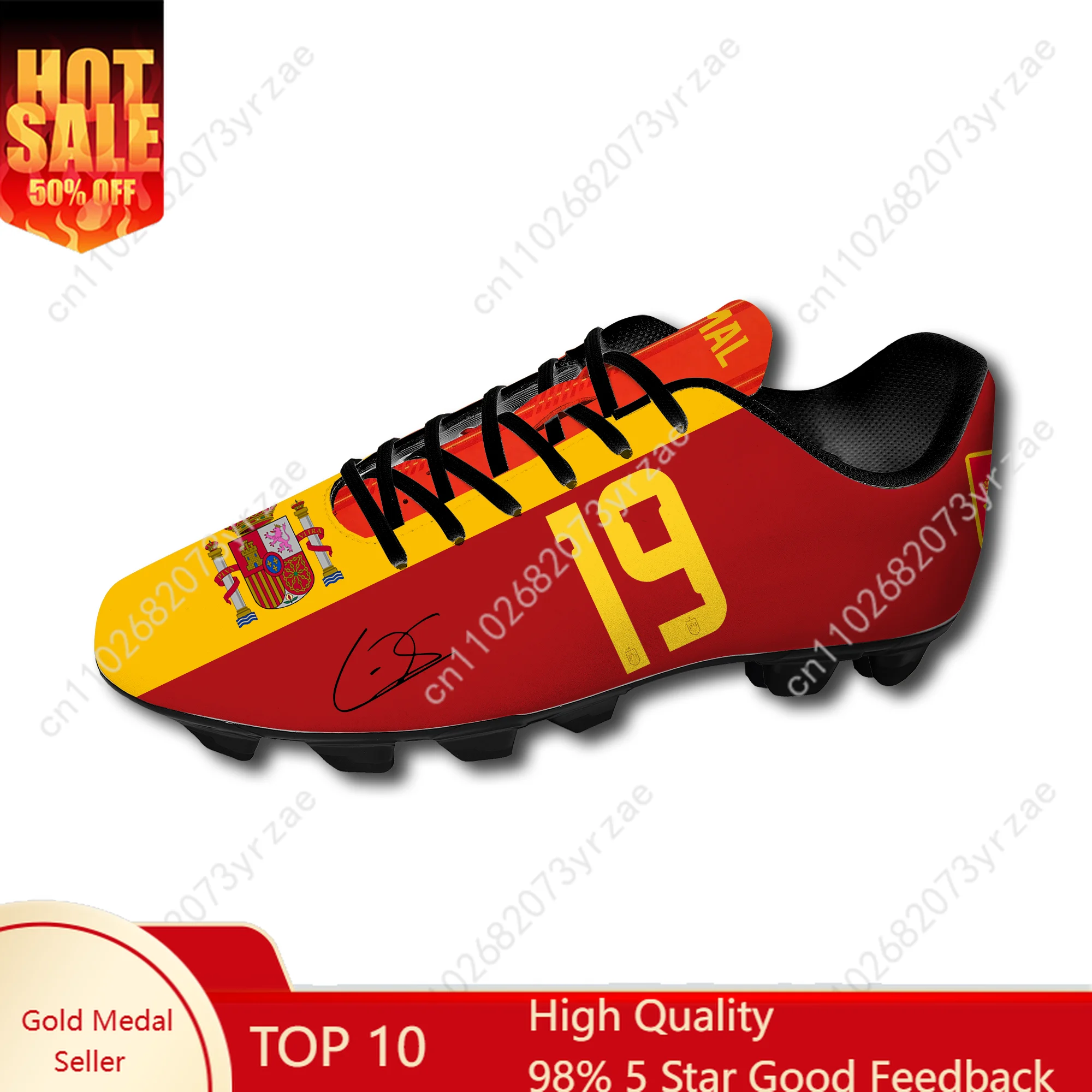 

Spain Football Shoes NO.19 Yamal Soccer Sneakers Spanish Flag Mens Womens Teenager Fashion Outdoor Sports Shoe