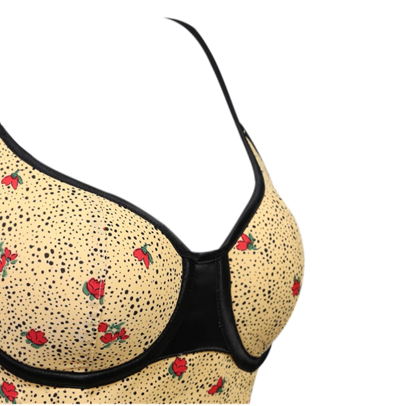 

Women Slim Fishbone Corset Tube Top Sexy Print Adjustable Shoulder Strap Camis Summer Party Wear Bustier Tank Vest