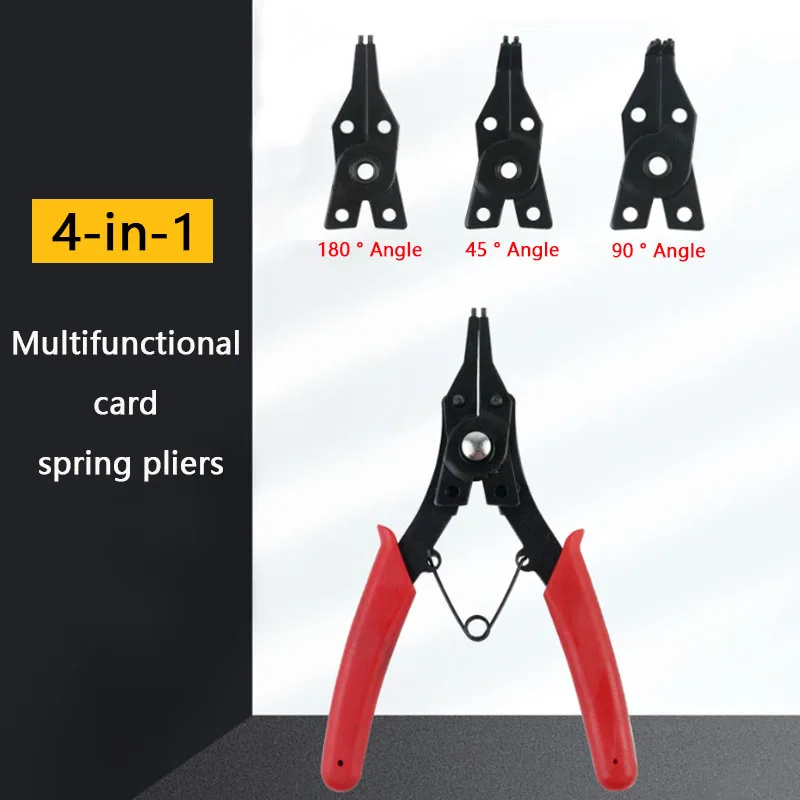 4-In-1 Circlip Pincers Set Snap Ring Pliers Retaining Crimping Tongs Spring Installation and Removal Hand Tool Multi Crimp Tool