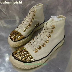 Metal Five Finger Toe Flats Canvas Shoes 2026 Newest Novelty Fashion Casual Style Shoes Women/men Low-Top/high Top Lace-Up Shoes