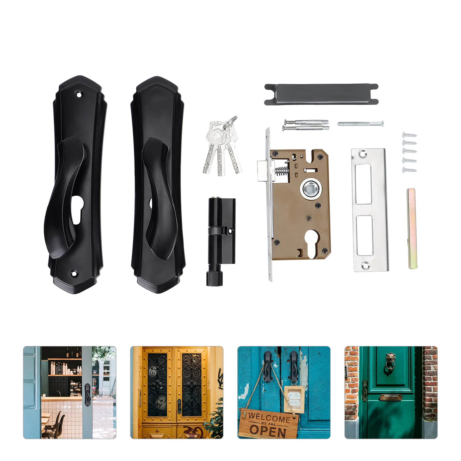 

1pc Connected Mute Door European Style Bedroom Handle Lock Durable Aluminum Alloy Solid Silent Safety Lock Body For Home Decor