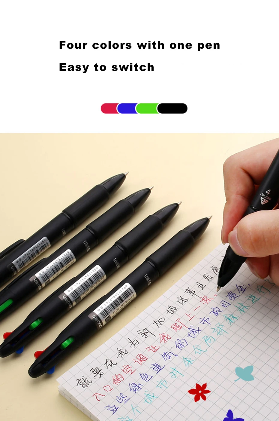 Deli 4-in-1 Kugelschreiber 0,7mm Mehrfarbige Tintenpatrone Multifunktionsstifte für Marker Schreiben Scrapbooking Schreibwaren Zurück zur Schule – Detail 3