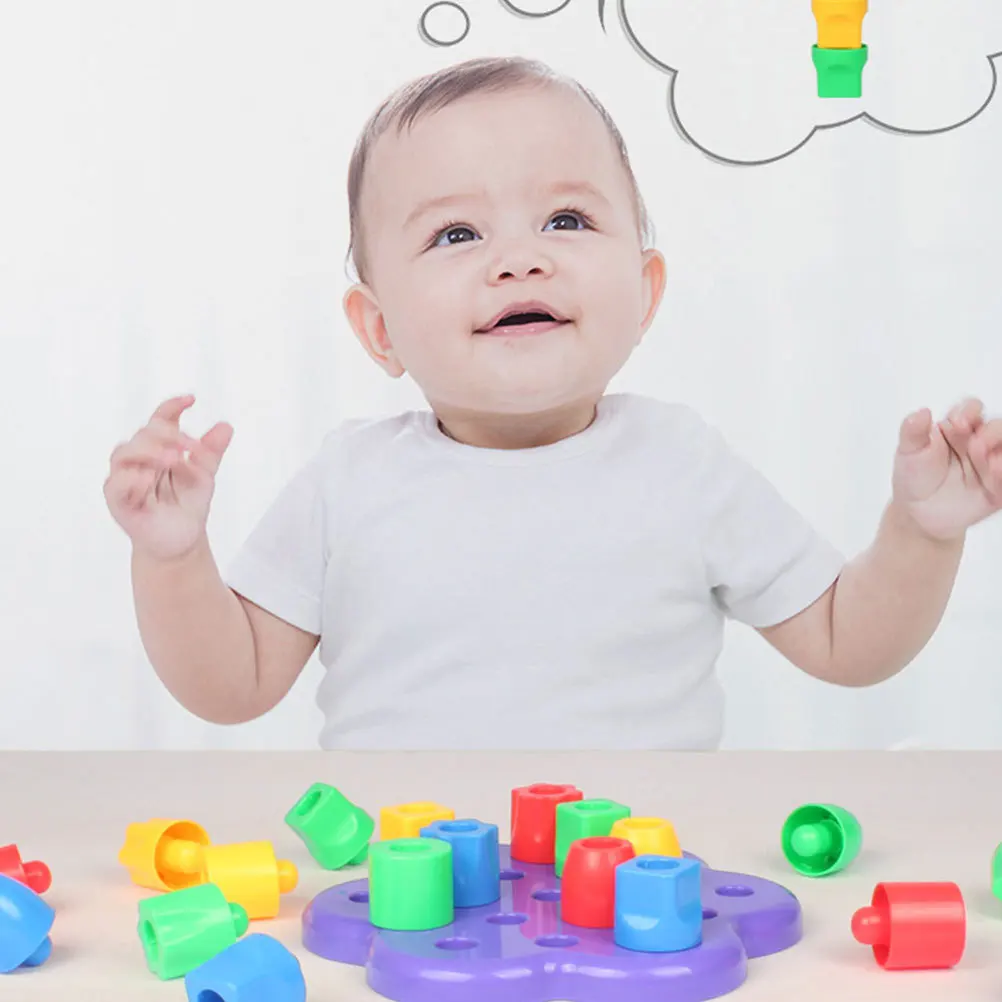 1개 무지개 쌓기 모양 인식 블록 유아 학습 게임 교육용 블록 유아 퍼즐 놀이 세트