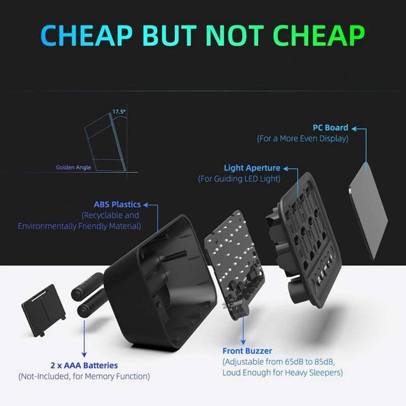 ساعة منبه رقمية لغرفة النوم، ساعة منبه عالية الصوت، ساعة مكتب كهربائية، منضدة مع غفوة حجم قابل للتعديل