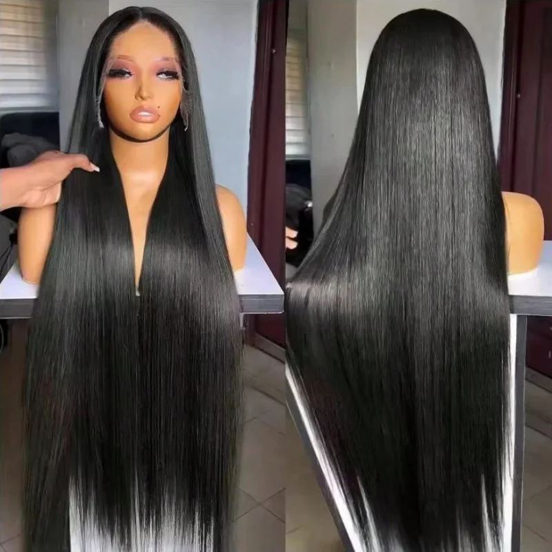 40 42 Inch Bone Straight Human Hair Wig 13x6 Transparent Lace Frontal Wig Real Human Hair Straight Lace Front Wig Pre Plucked Natural Hairline With Baby Hair For Black Women Daily Party Hairstyle Styling