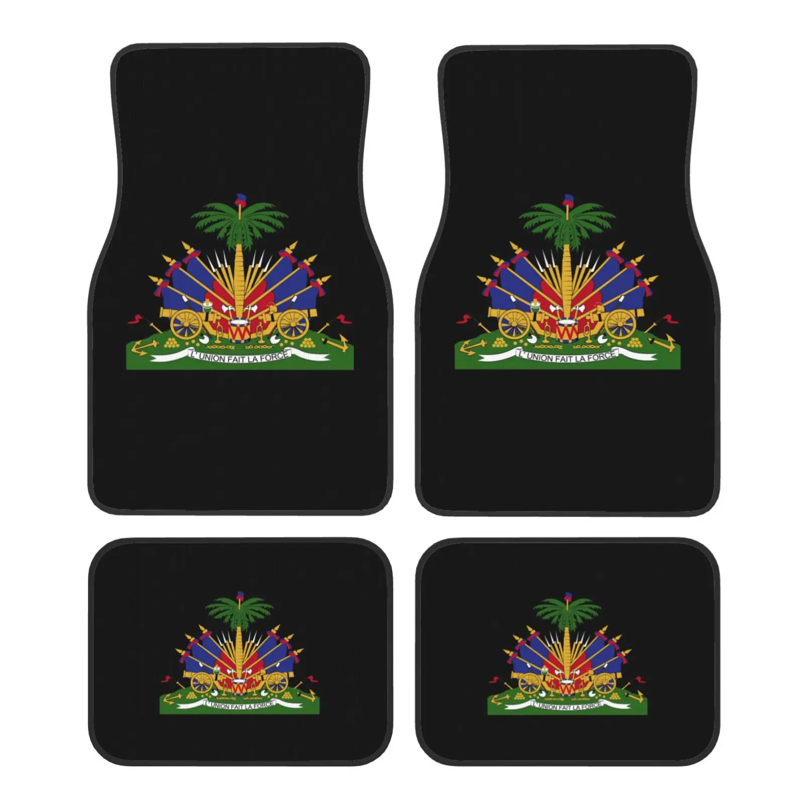 Coat of Arms of The Republic of Haiti Print Car Floor Mats Durable Car Carpet Mat 4pcs with Anti-Slip Backing Fit for SUV Trucks