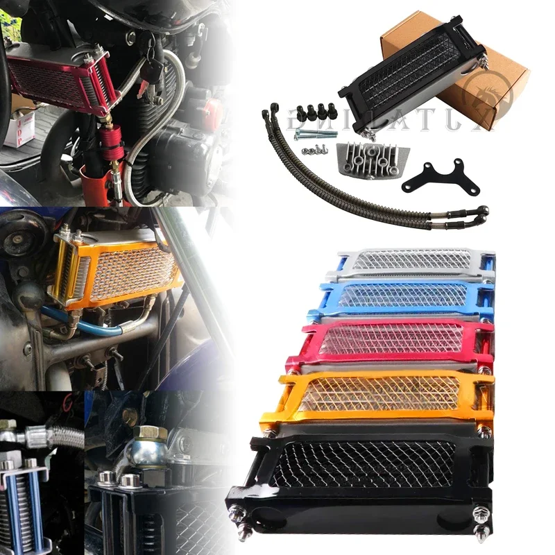 Universal Motorcycle Oil Cooler Oil Radiator Kit for 110 125 140cc Dirt Bike Honda Monkey Yamaha Kawasaki Moped Enduro Motocross