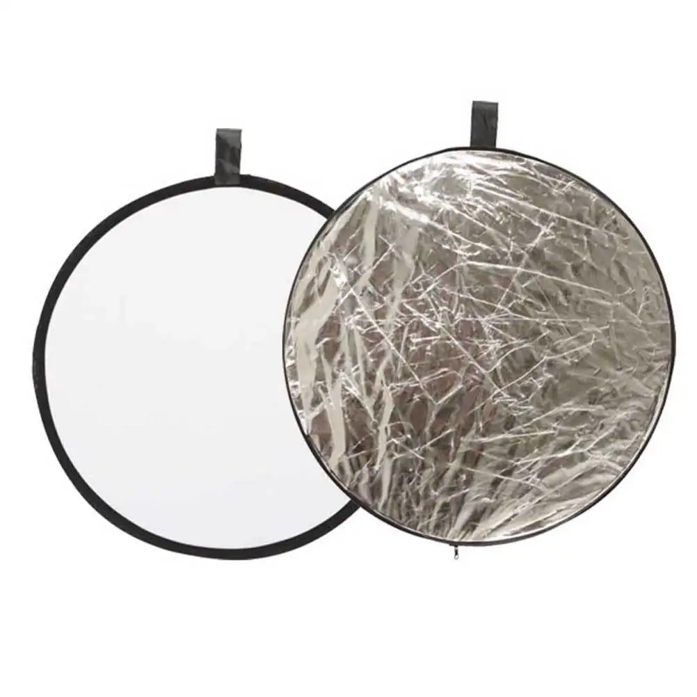 80Cm 2-In-1 Light Reflector Round Foldable Photography Reflector Portable For Portrait Soft Light Durable Steel Frame Carry Bag