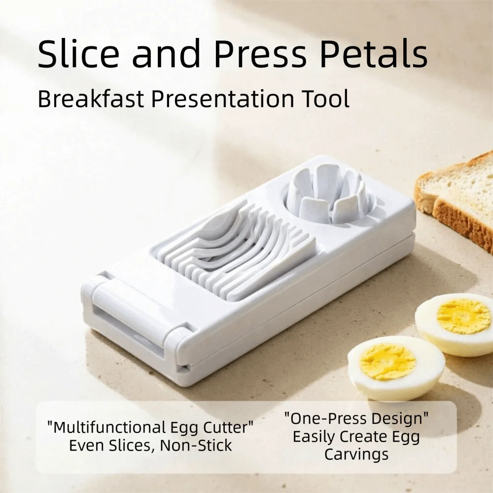 Plastic Stainless Steel Egg Slicer Cutter White Manual Operation Egg Divider Dicer 2 in 1 Design Multifunction Design Egg Cutter