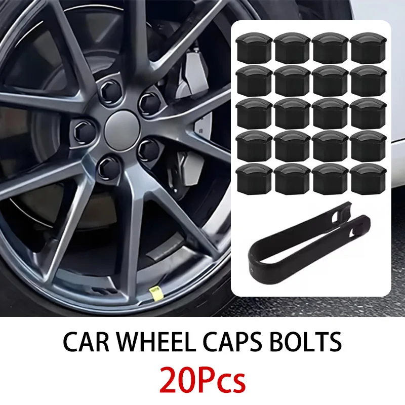 20Pcs Car Wheel Nut Caps 17/19/21mm Black Universal Wheel Lug Nut Protection Auto Tyre Hub Screw Covers Bolt Caps Decoration