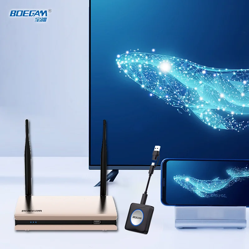 Secure 4K Wireless Presentation System with USB-C/A Dongles, Multi-Screen Display for Government and Enterprise Projects