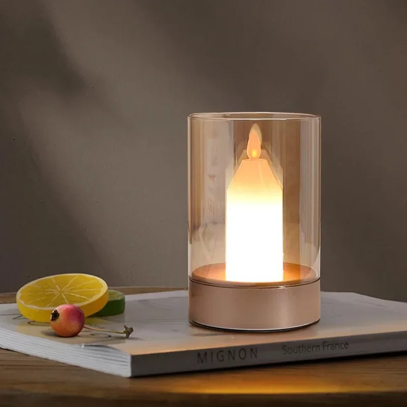 Luz de vela USB recargable sin llama eléctrica LED bailando velas móviles Luz de decoración del hogar Sensor de movimiento PIR automático