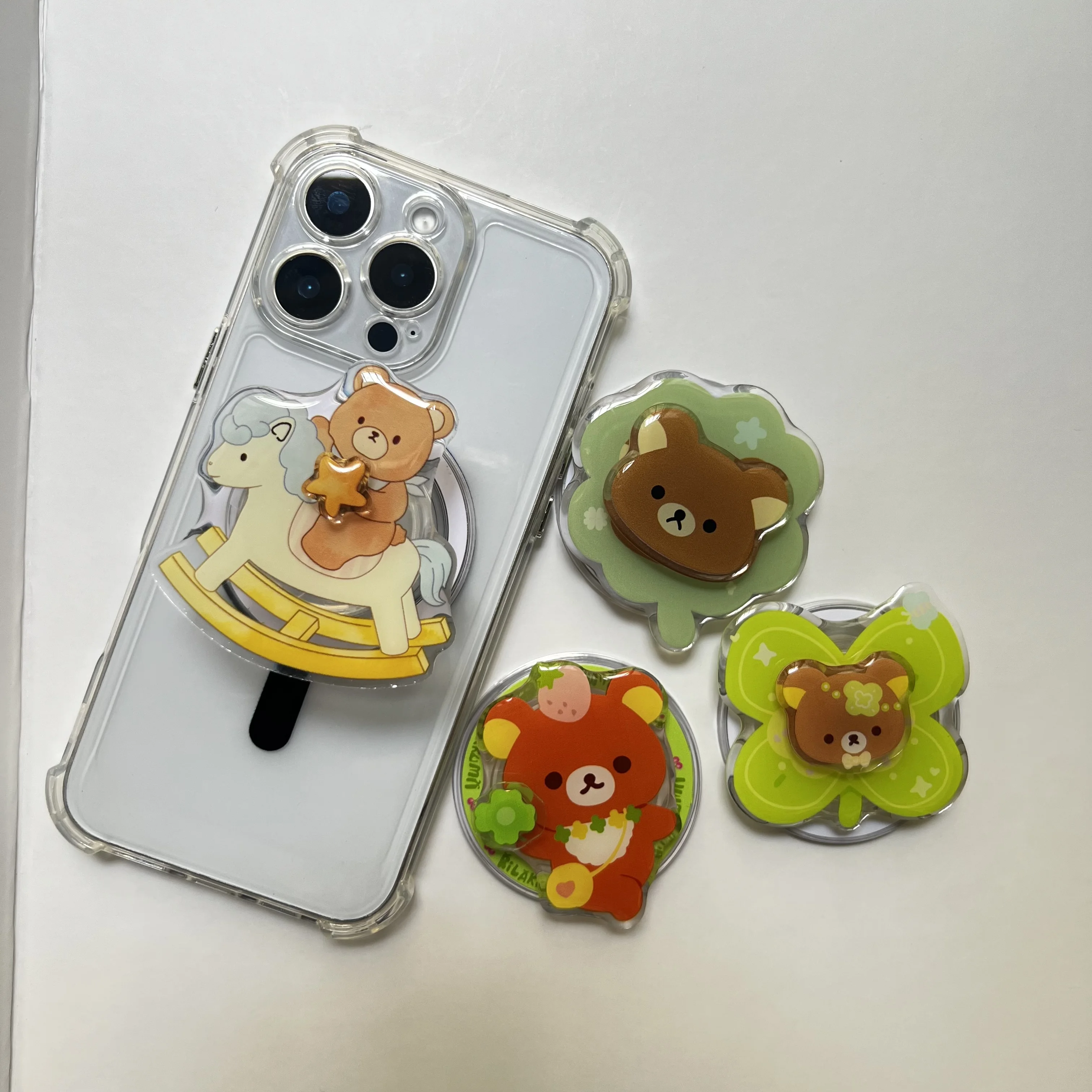 

Cute 360 Degree Rotation Happy Playing Bear For Magsafe Phone Holder Foldable For Iphone Samsung Phone Case Girl Gift