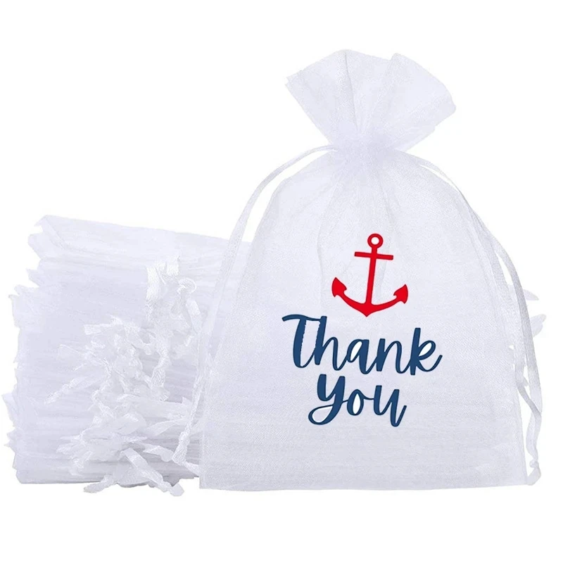 

10pcs thank you candy gift bags nautical Captain Sailor Anchors Boat Beach themed boy girl Baby Shower Birthday Party decoration