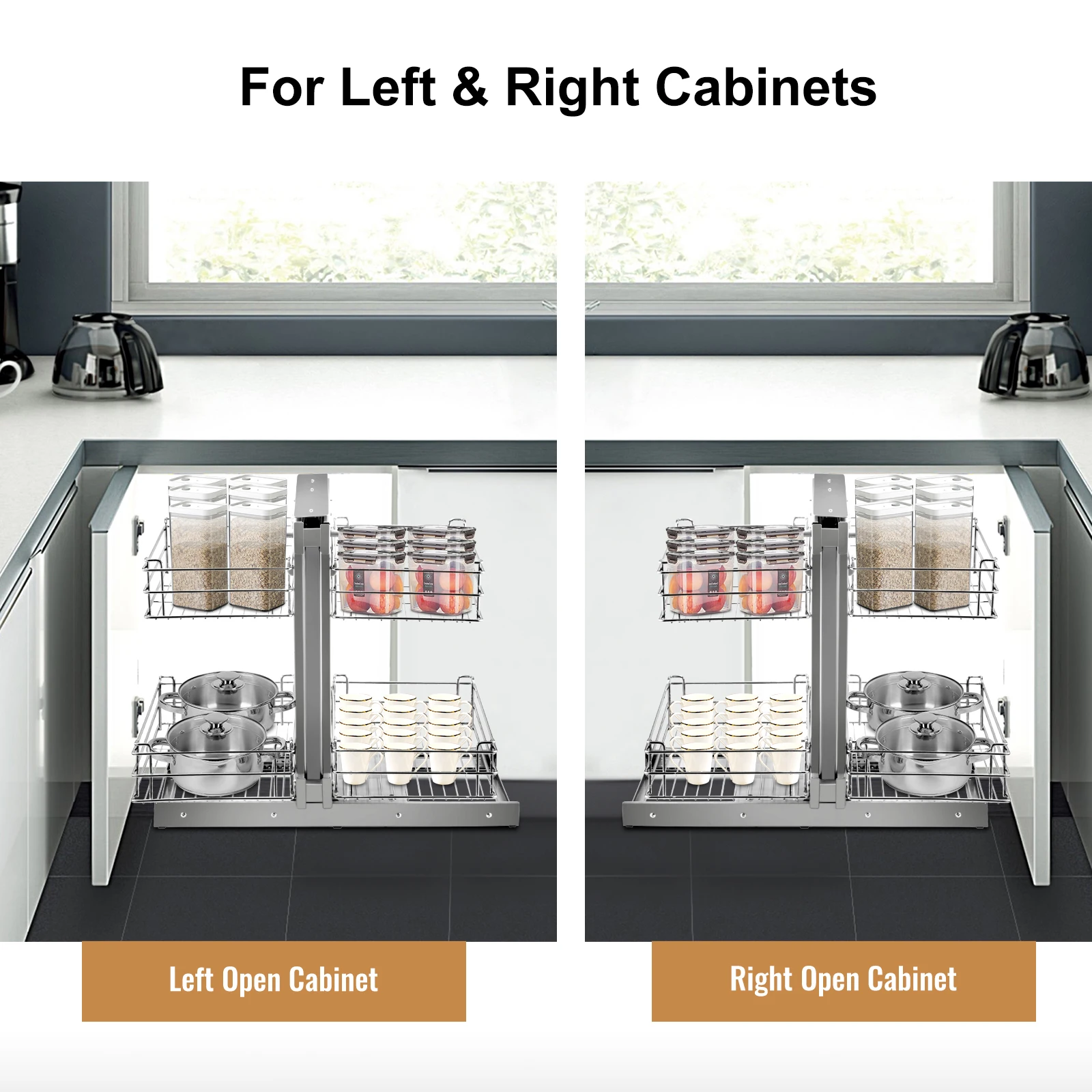 VEVOR Cloud Blind Corner Cabinet Pull Out Basket 2 Layer Easy to Install Carbon Steel Stainless Steel for Kitchen Corner Storage