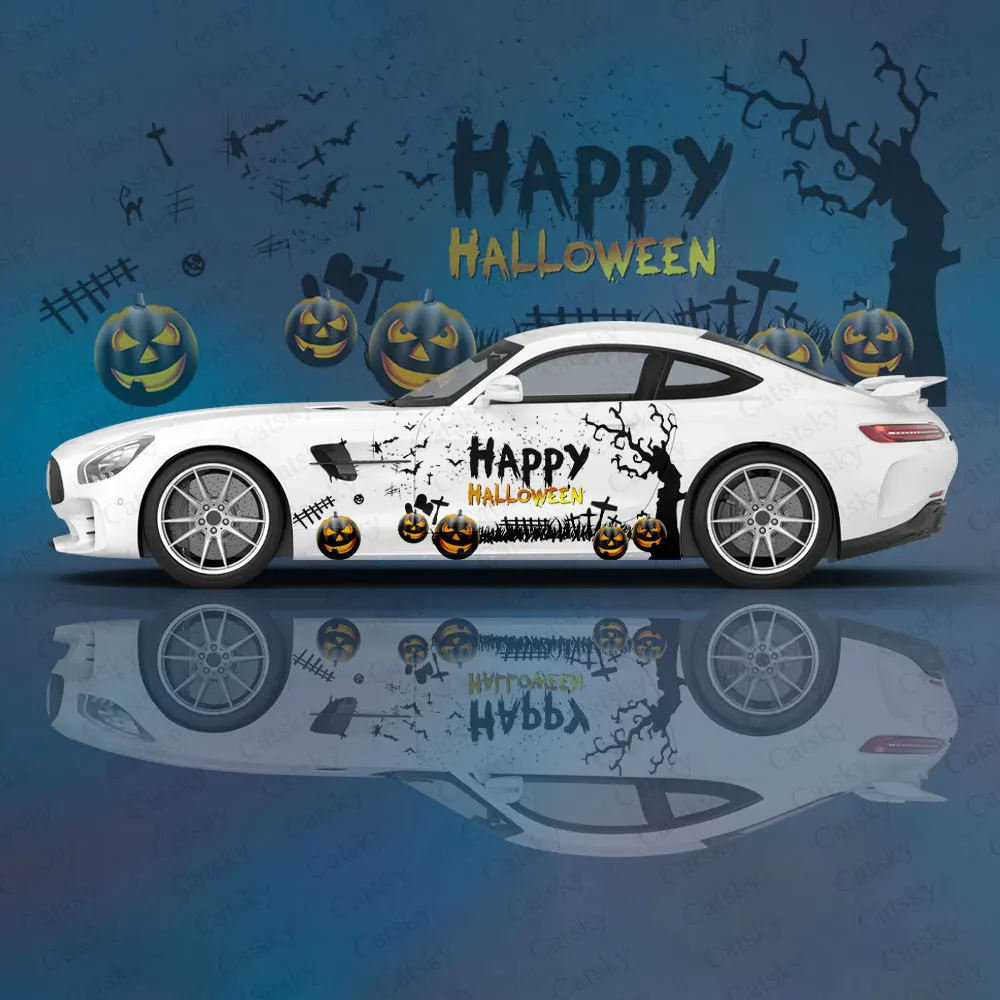 

Готическая Хэллоуин тыква боковая наклейка автомобиля украшение, ПВХ водонепроницаемая устойчивая к царапинам наклейка, защита автомобиля, автоаксессуары подарок
