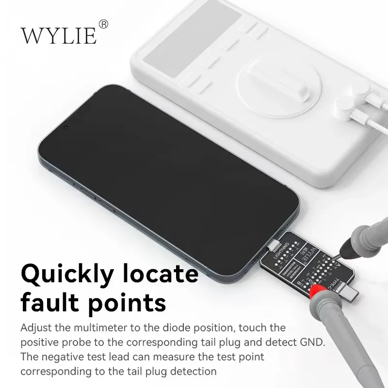WYLIE-placa trasera de detección de fallas para teléfono móvil, herramienta de prueba de reparación de ubicación rápida de fallas, IPhone y Android, sin desmontaje