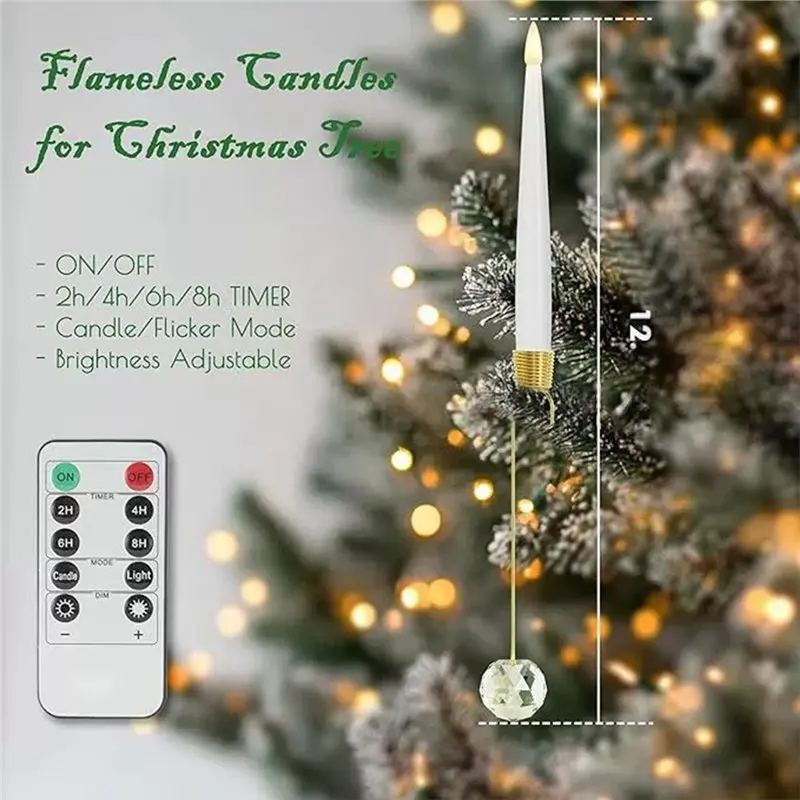 A69E24 Pcs Lilin Natal Berkedip dengan Remote untuk Pohon Natal Lilin LED Berkedip Tanpa Api Cahaya Hangat Tempat Lilin