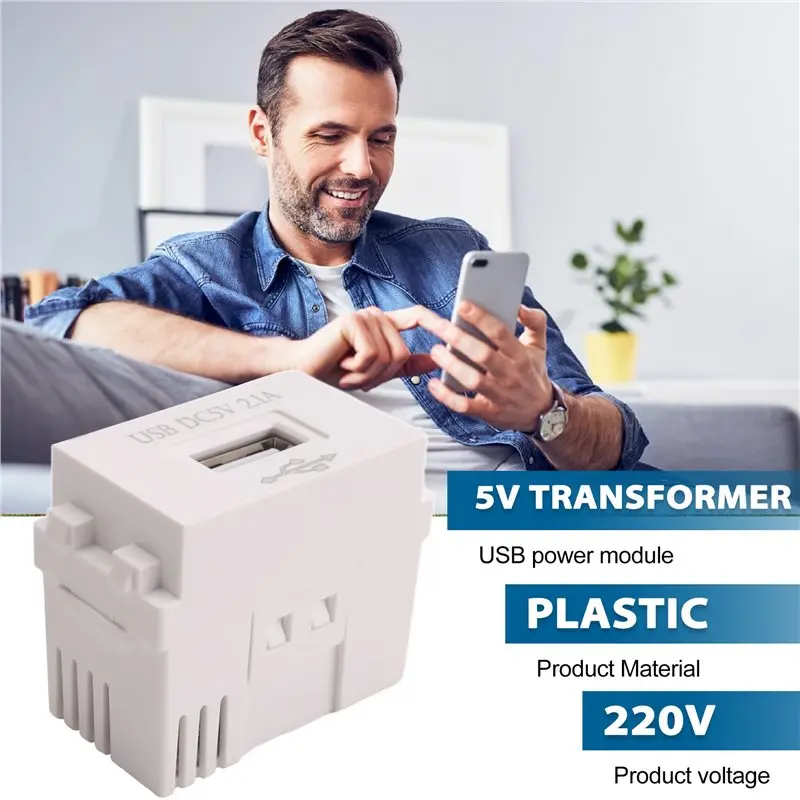 A11E-Mobile Phone Charging Panel USB Power Module 220V Socket 5V Transformer 2.1A USB Charging Power Socket Switching Adapter