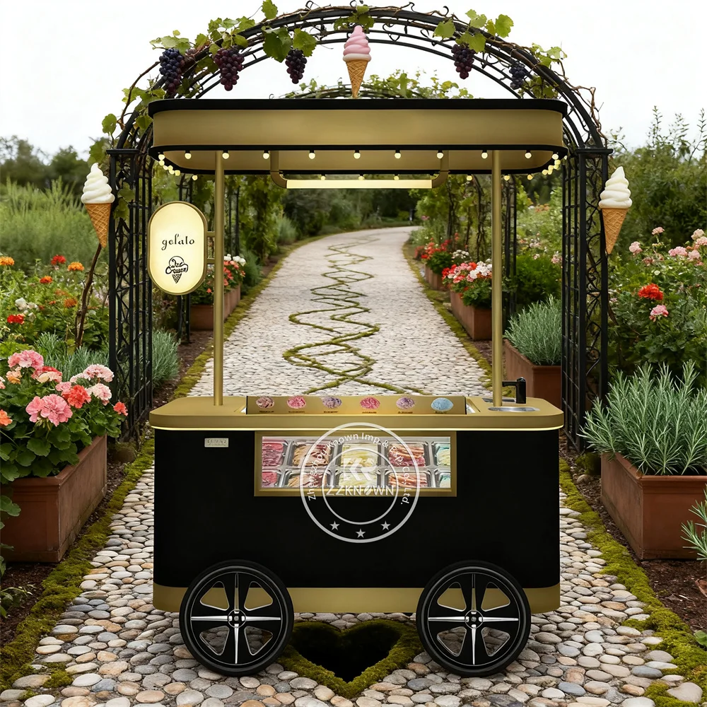 Mobile Push Cart Display Ice Cream/Ice Cream Trolley/Cart to Sell Ice Cream