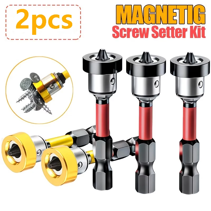 Magnetic Positioning Drill Bit | Anti-Slip -Resistant Design, Black Cross 6 Flat Head Screwdriver Bit for Ceiling/Woodworking