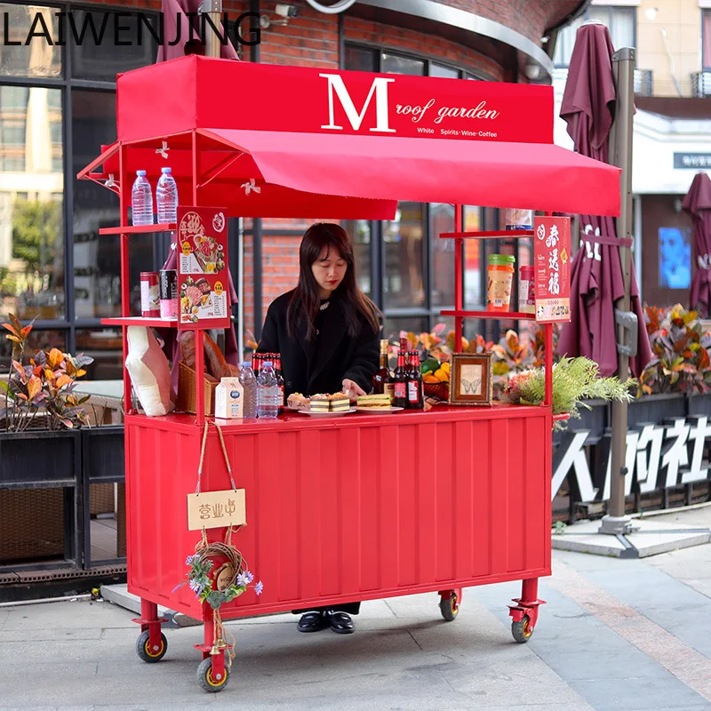 

SGF outdoor wrought iron stall trolley shopping mall night market stall cart mobile display